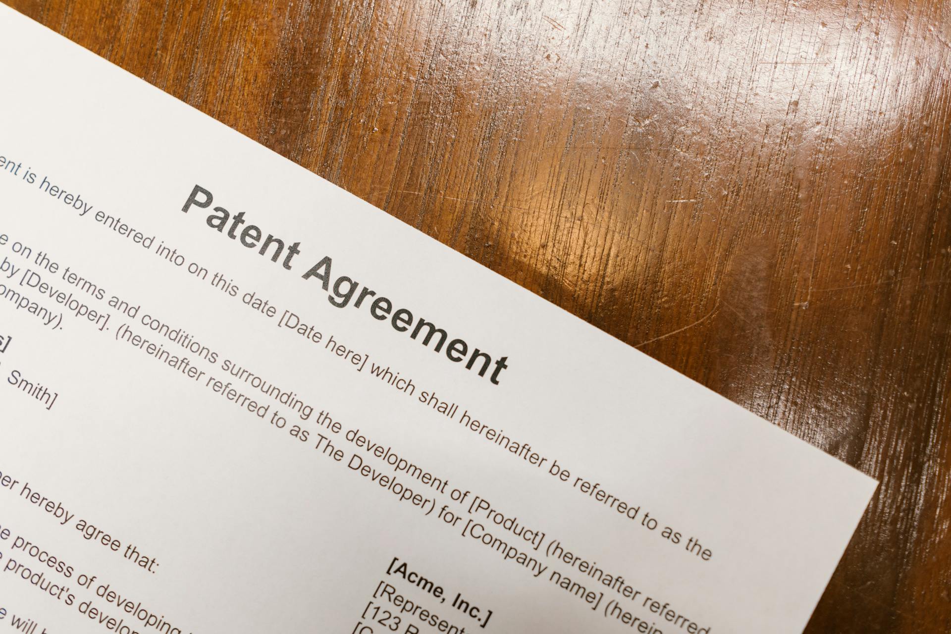 Sample patent agreement